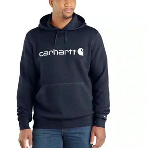 CARHARTT FORCE DELMONT SIGNATURE GRAPHIC HOODED SWEATSHIRT Navy Blue M